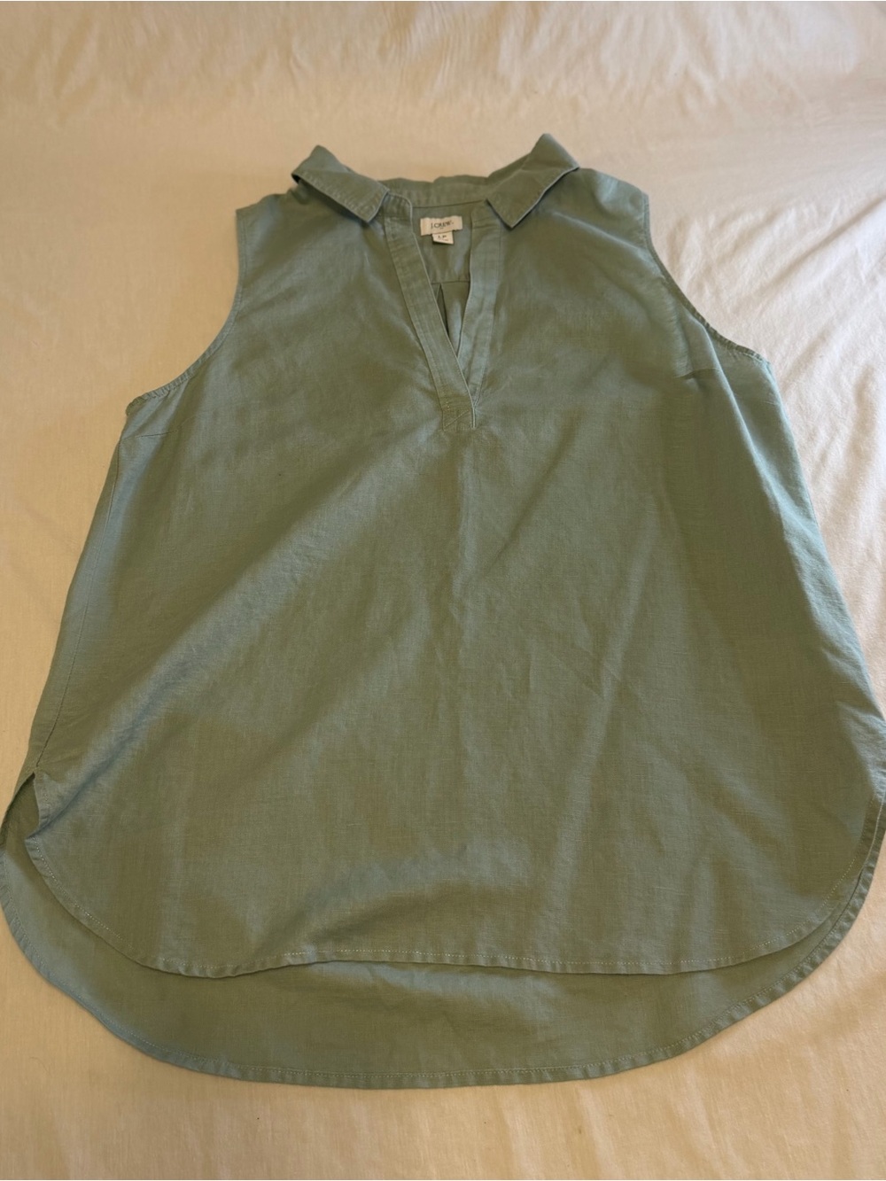 J. Crew Sleeveless V-Notch Collared Tank in Sage Green